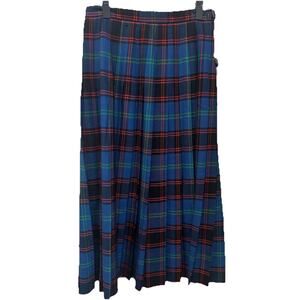Kinloch Anderson‎ Long Kilt Skirt Tartan Green, Red Plaid Wool Kilt Size 10